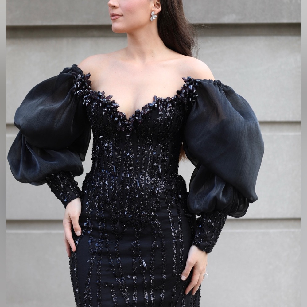 Elegant Black Off-Shoulder Gown